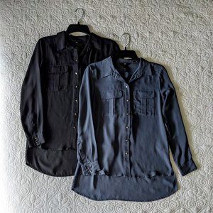 Set of 2 H&M Black and Grey Button Up Blouses Size 2